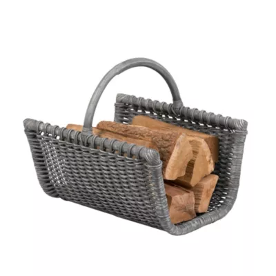 Panier à bûches en rotin gris avec anse L.37 X l.50 x H.42 cm, Dixneuf Java