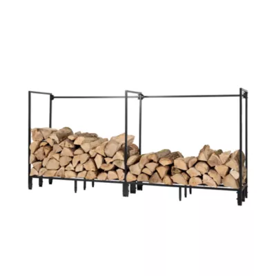 Range bûches extérieur en acier noir l.240 pour 200 bûches de 40 à 50 cm, Dixneuf Stoker 50