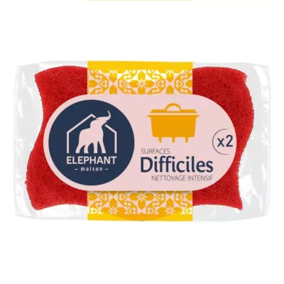 Éponge grattante surfaces difficiles x2 Élephant