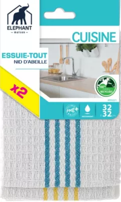 Essuie-tout cuisine 32x32 cm x2 Élephant