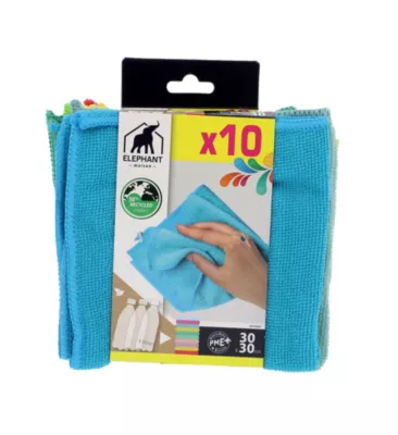 10 lavettes microfibre 30x30 cm Élephant