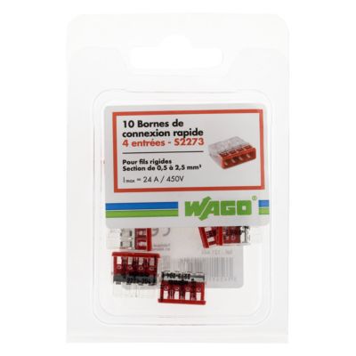 Lot de 10 mini bornes automatiques 4 entrées Wago