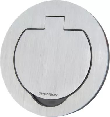 Prise de sol étanche ronde 16A 2 pôles + terre, aluminium brossé IP55, Thomson