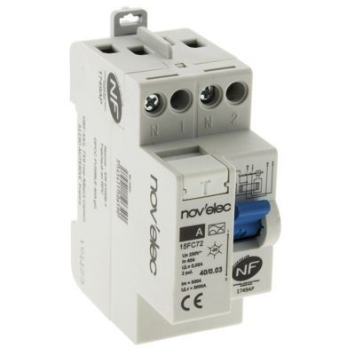 Interrupteur différentiel 30mA - 40/2 TYPE A Nov'Elec