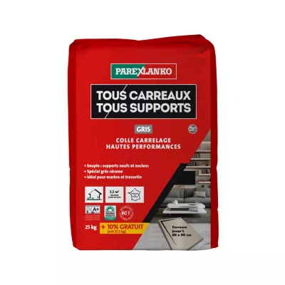 Colle tous carreaux, tous supports Parexlanko gris 25kg + 10% gratuit