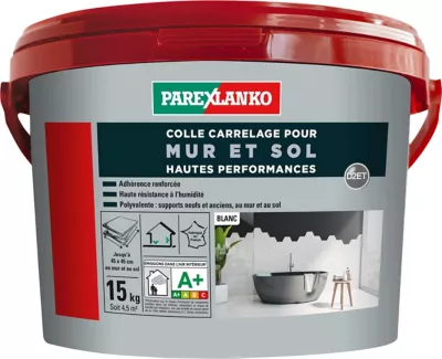 Colle pour carrelage mur et sol intérieur hautes performances blanc Parexlanko 15 kg