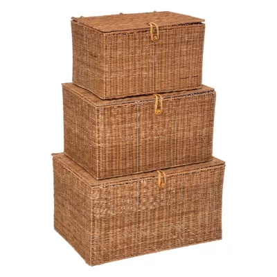Set de 3 malles de rangement Carmen Atmosphera en rotin