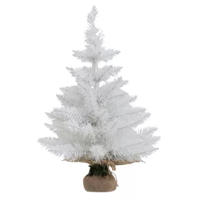Sapin artificiel coloris blanc Ø.29 x H.50 cm support inclus