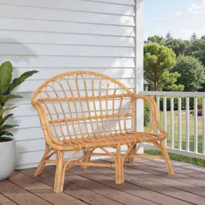 Banc en effet rotin Atmosphera beige