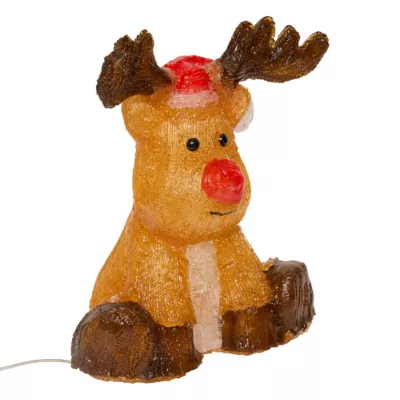 Renne de noël lumineux marron et rouge led blanc 30cm Feeric Light & Christmas