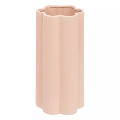 Vase céramique forme fleur rose nude H.28cm Atmosphera
