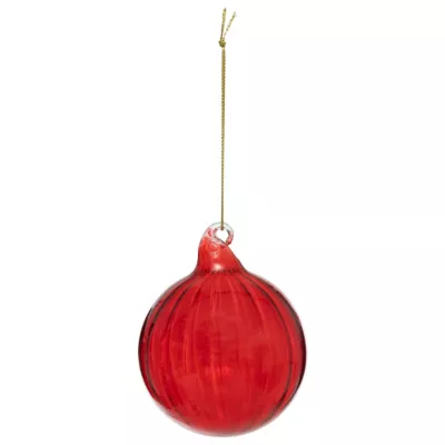 Boule de noël verre strie rouge ∅80mm Feeric Light & Christmas