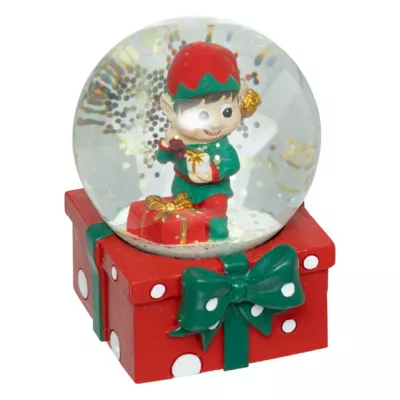 Boule à neige lutin décor paquet cadeau 65mm Feeric Light & Christmas