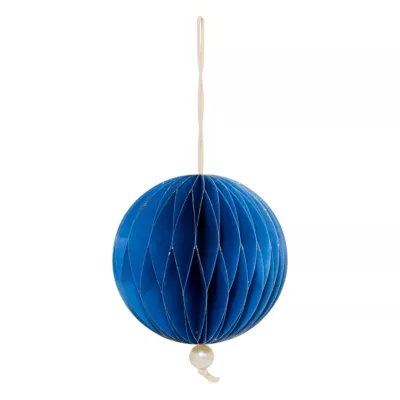 Boule de noël papier origami bleu foncé ∅80mm Feeric Light & Christmas