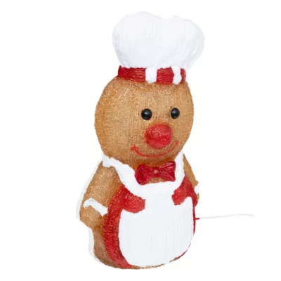 Bonhomme pain d'épice lumineux marron et rouge led blanc 28,5cm Feeric Light & Christmas