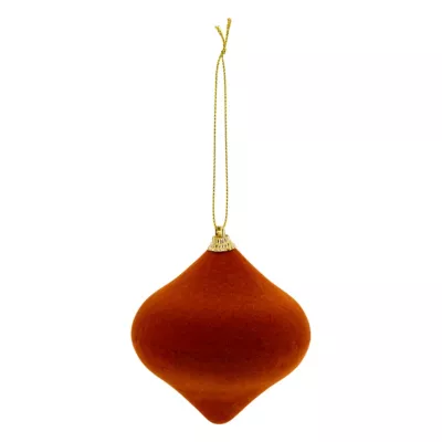 Suspension de noël oignon marron en velour 8cm Feeric Light & Christmas