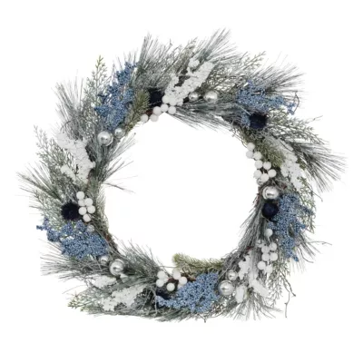 Couronne de noël bleu et blanc ⌀50cm Feeric Light & Christmas
