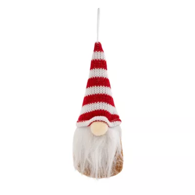Suspension de noël gnome avec bonnet rayé rouge et blanc 14cm Feeric Light & Christmas