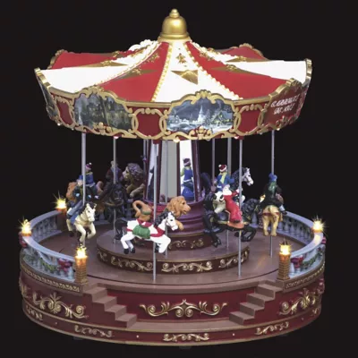 Village de Noël Grand carrousel lumineux, musical et animé, manège, LED
