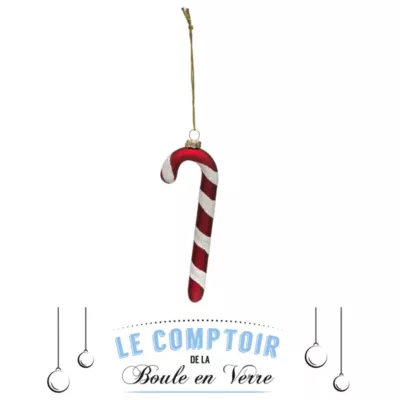 Suspension de noël en verre sucre d'orge rouge et blanc Feeric Light & Christmas