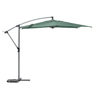 Parasol déporté rond Manoa olive et graphite 3m en aluminium traité époxy Hespéride