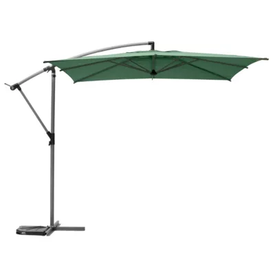 Parasol déporté carré Manoa vert olive D2,5x2,5m en acier Hespéride
