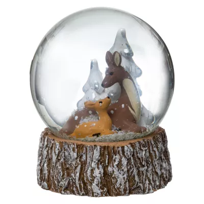 Boule à neige biche et faon 80mm Feeric Light & Christmas