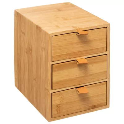 Boîte de rangement en bambou avec 3 tiroirs