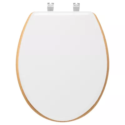 Abattant WC à fermeture silencieuse blanc et aspect bois, 5Five Modern