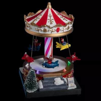Village de Noël Petit carrousel lumineux, musical et animé, avions volants, LED