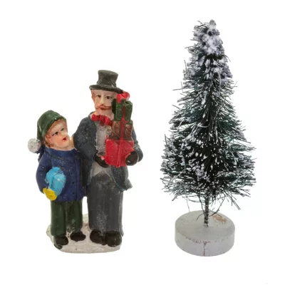 Santons avec sapin de Noël pour village de Noël