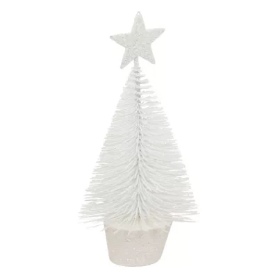 Décoration de table noël sapin blanc avec étoile pailletée 14cm Feeric Light & Christmas