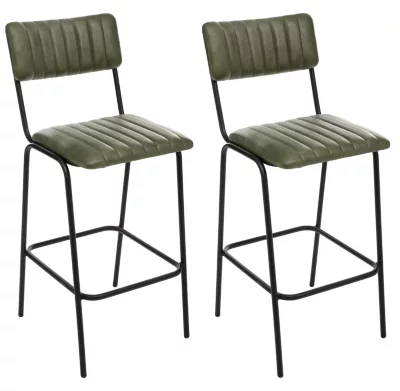 Lot de 2 tabourets de bar Dario vert kaki