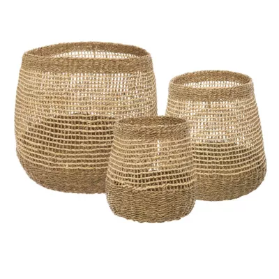 Lot de 3 paniers de rangement ronds et ajourés, effet cordes, Giulia