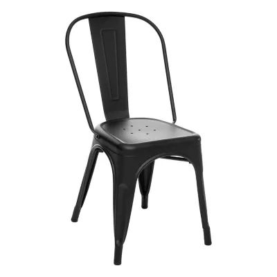 Chaise en métal noire finition mat Atmosphera L.45 x P.49 x H.49 cm hauteur d'assise 45,5 cm