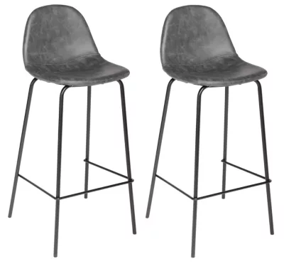 Lot de 2 tabourets de bar Vladi gris