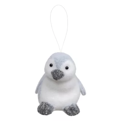 Suspension pingouin gris argent et blanc 11cm Feeric Light & Christmas