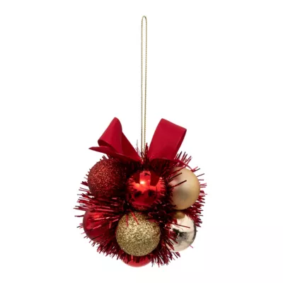 Suspension de noël 11 boules or et rouge avec noeud Ø30mm Feeric Light & Christmas