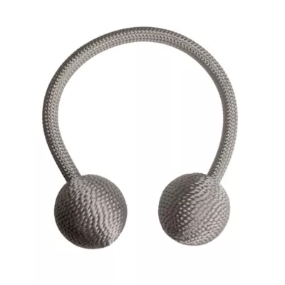 Embrasse à rideaux à rideaux nouage 2 billes gris galet polyester ⌀3,5 x L.23 cm
