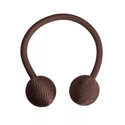 Embrasse à rideaux à rideaux nouage 2 billes marron polyester ⌀3,5 x L.23 cm