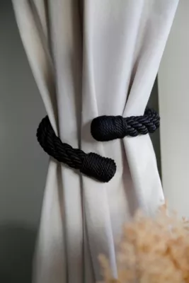 Embrasse à rideaux flexible torsadée noir, Madeco Orto