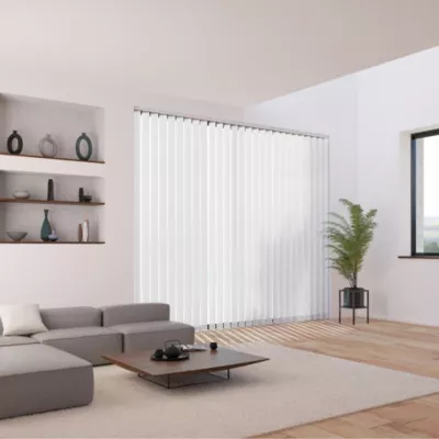 5 lamelles verticales orientables 89mm pour store californien en voile blanc sans chaînette basse H.260cm Madeco