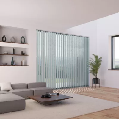 5 lamelles verticales orientables 89mm pour store californien en voile gris clair sans chaînette basse H.260cm Madeco