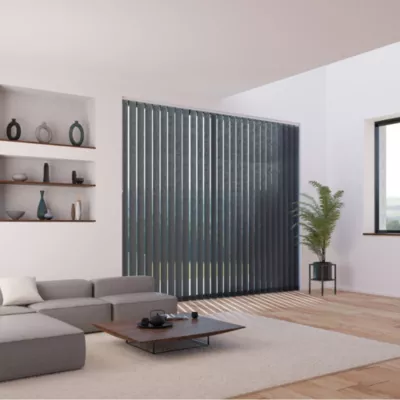 5 lamelles verticales orientables 89mm pour store californien en voile gris anthracite sans chaînette basse H.260cm Madeco