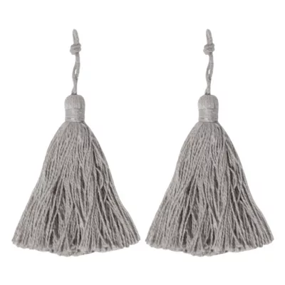 Lot 2 pompons de clés à franges gris