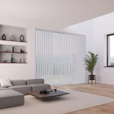 5 lamelles verticales orientables 89mm pour store californien gris chiné sans chaînette H.260cm, Madeco