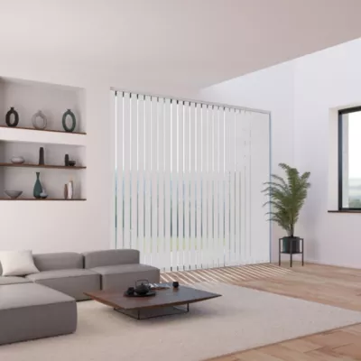 5 lamelles verticales orientables 89mm pour store californien blanc sans chaînette H.260cm, Madeco Screen