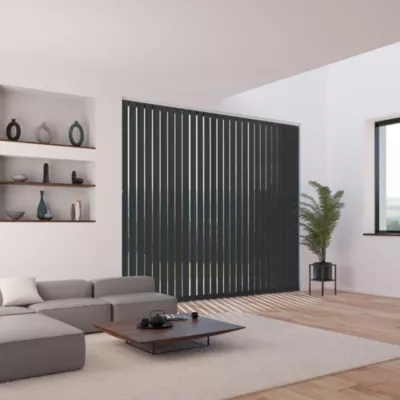 5 lamelles verticales orientables 89mm pour store californien noir sans chaînette H.260cm, Madeco Screen