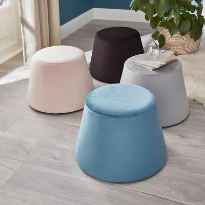 Pouf velours gris