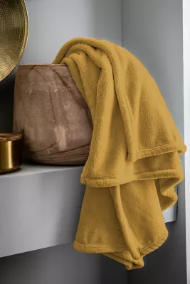 Plaid microplush 150 x 200 cm jaune